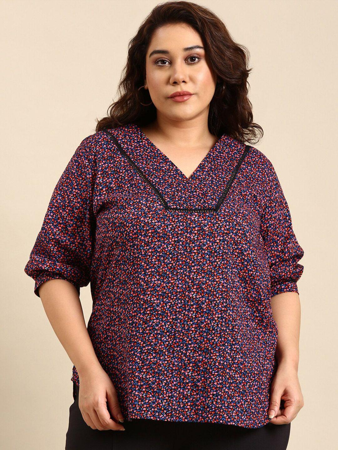 the pink moon plus size floral printed cotton top