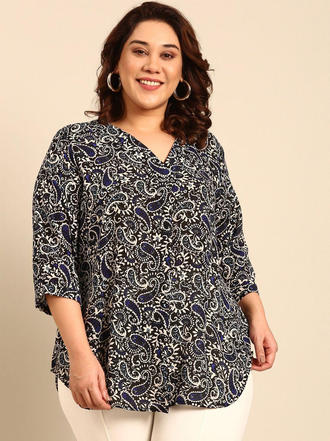 the pink moon plus size paisley printed georgette top
