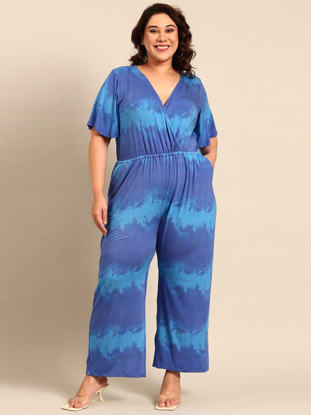 the pink moon plus size tie & dye basic jumpsuit