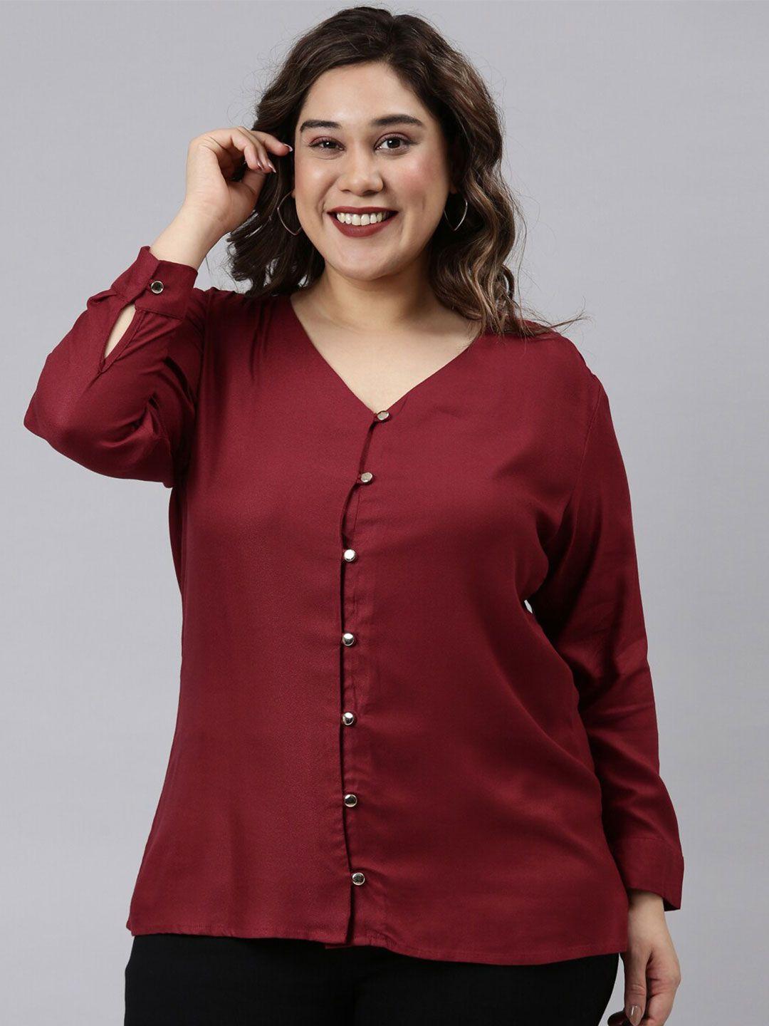 the pink moon women plus size burgundy shirt style top