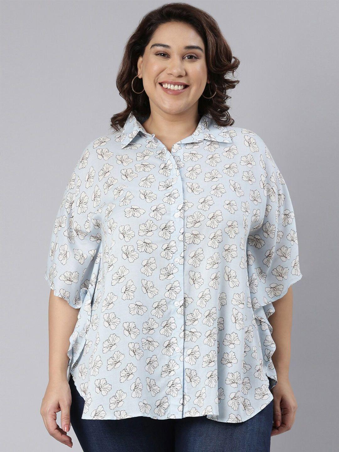 the pink moon women plus size floral printed casual shirt