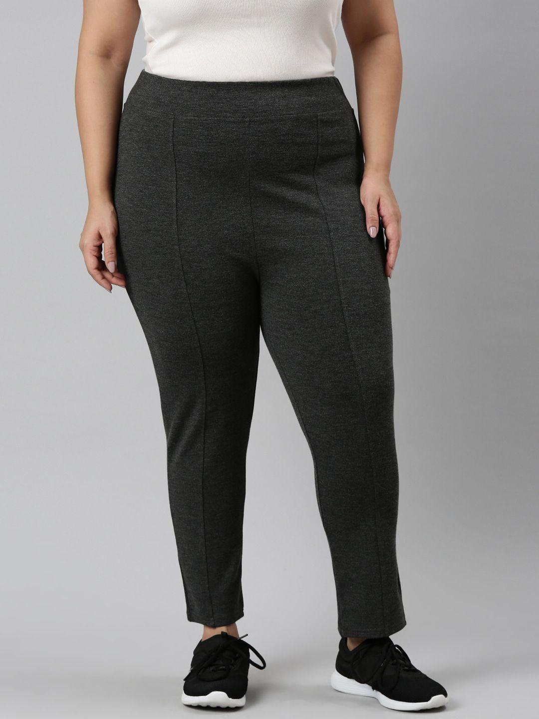 the pink moon women plus size grey tapered fit high-rise trouser