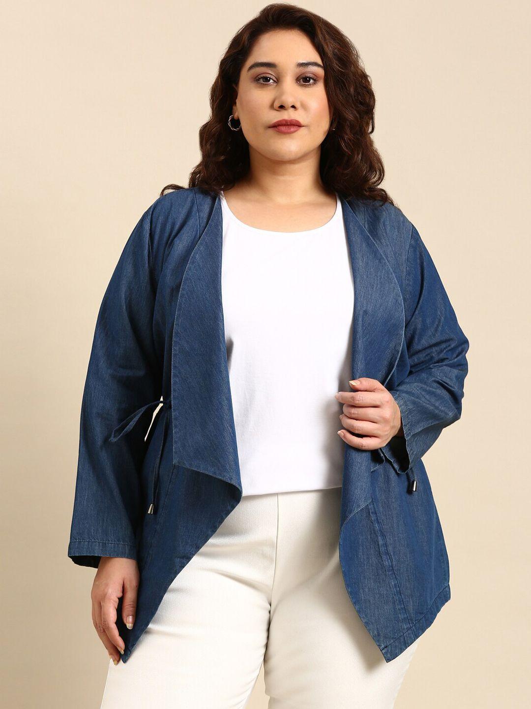 the pink moon women plus size pure cotton tailored jacket