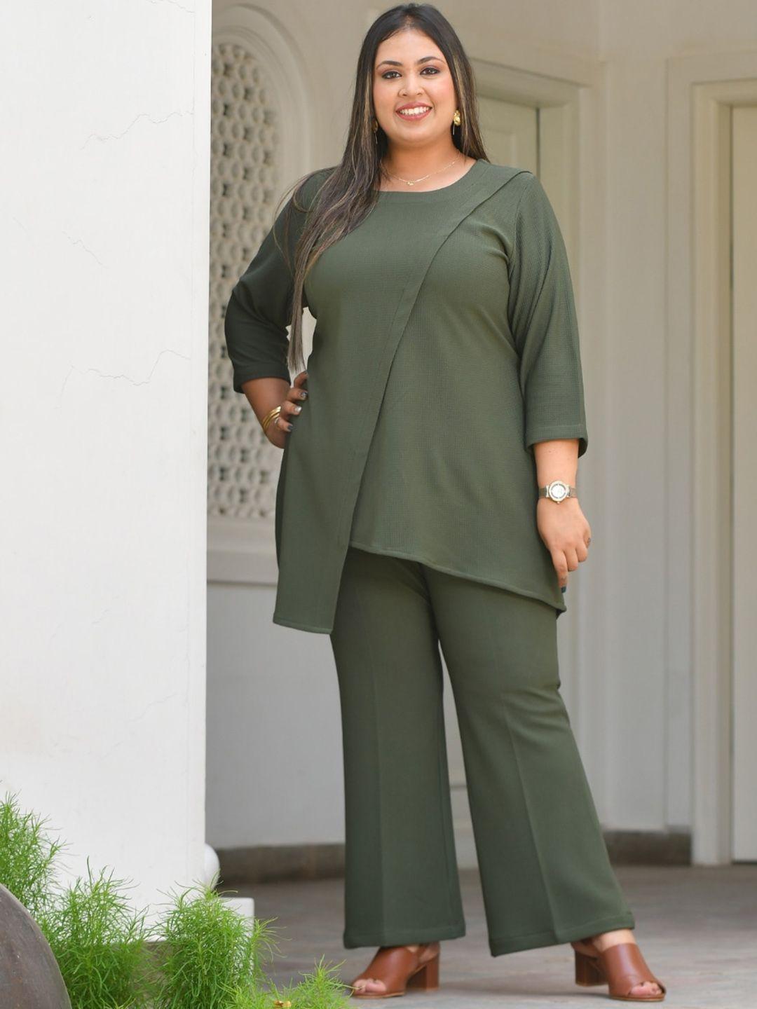 the plus size store by meera creations asymmetric tunic & trousers co-ords