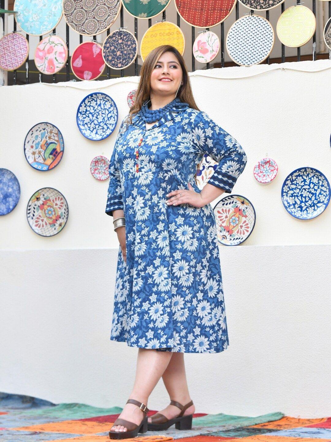 the plus size store by meera creations floral printed a-line dress