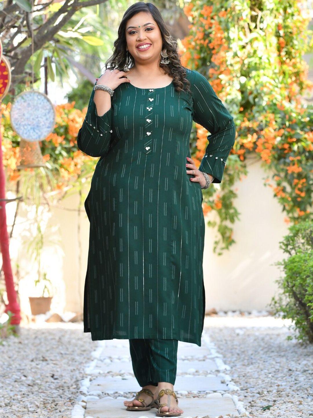 the plus size store by meera creations plus size geometric printed liva kurta with pyjamas