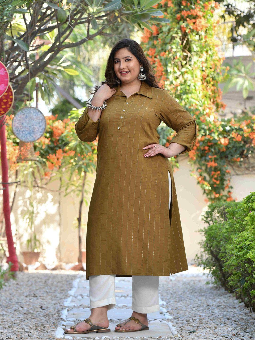 the plus size store by meera creations plus size woven design liva straight kurta