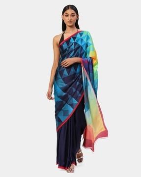 the printed georgette satin aries saree