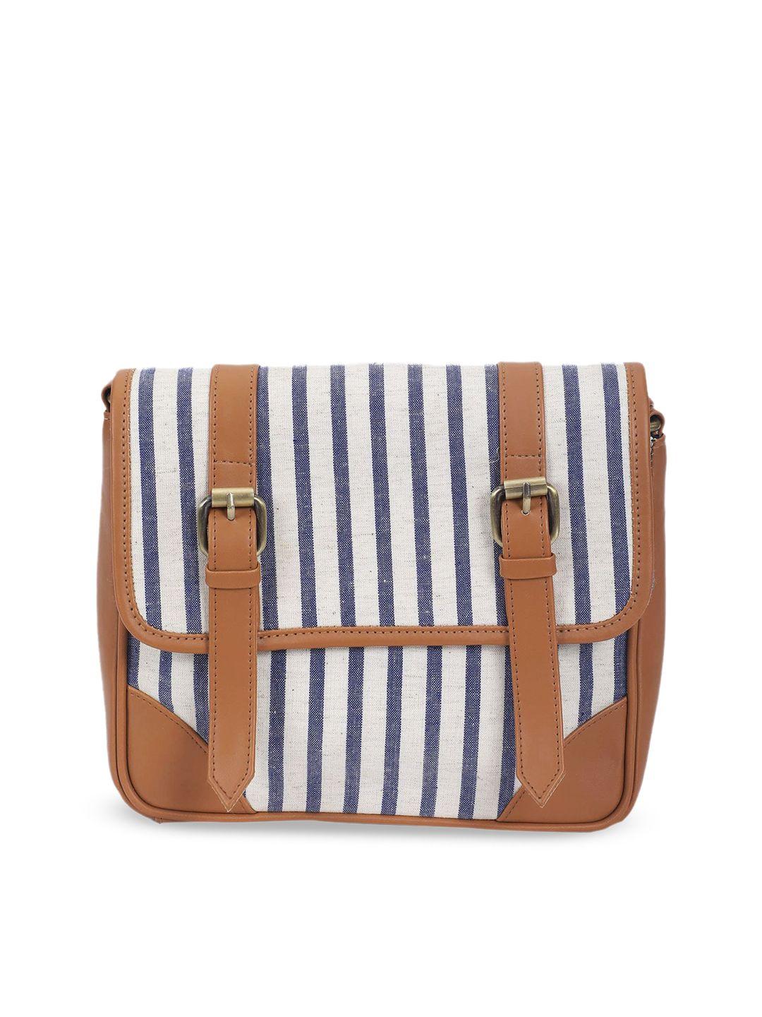 the purple sack brown striped structured sling bag