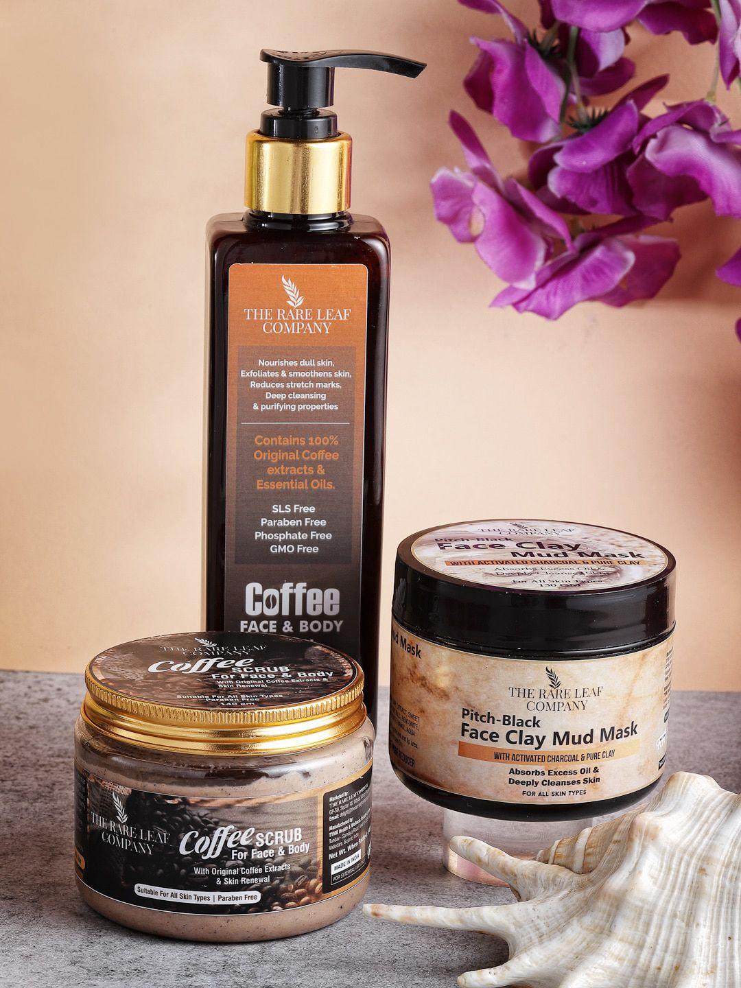 the rare leaf company coffee face & body brightening skincare routine combo