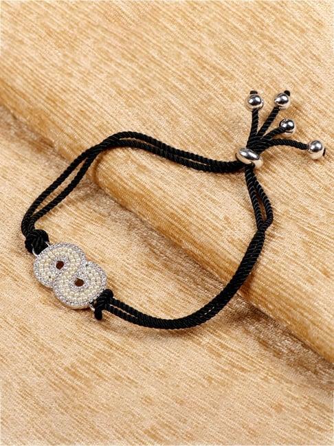 the real effect london 92.5 sterling silver thread rakhi bracelet for bhabi/sister-in-law/sister