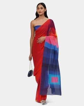 the red georgette printed mars saree