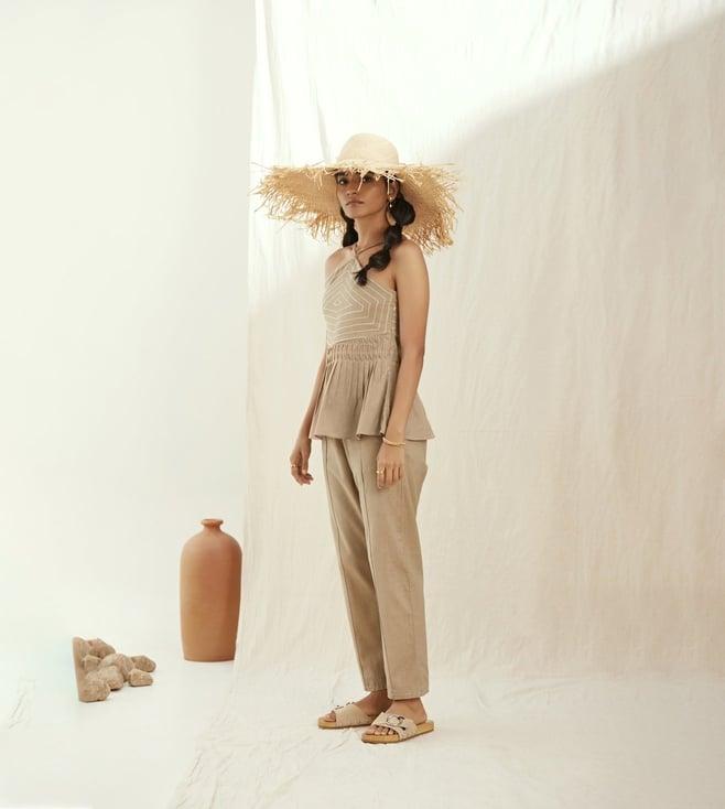 the right cut beige oftheshore beige narrow pants