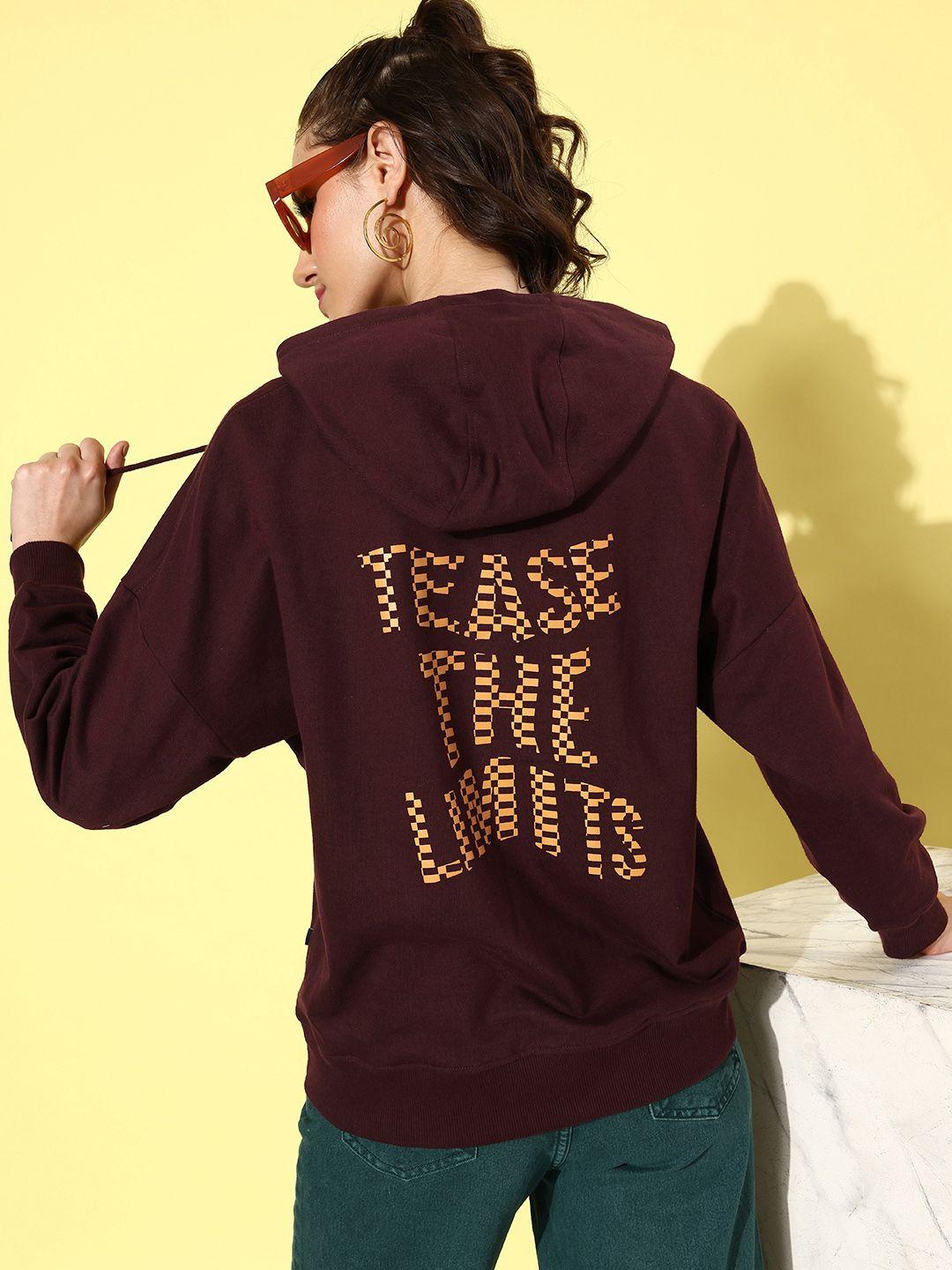 the roadster life co. coffee brown hyper graphics printed hooded sweatshirt