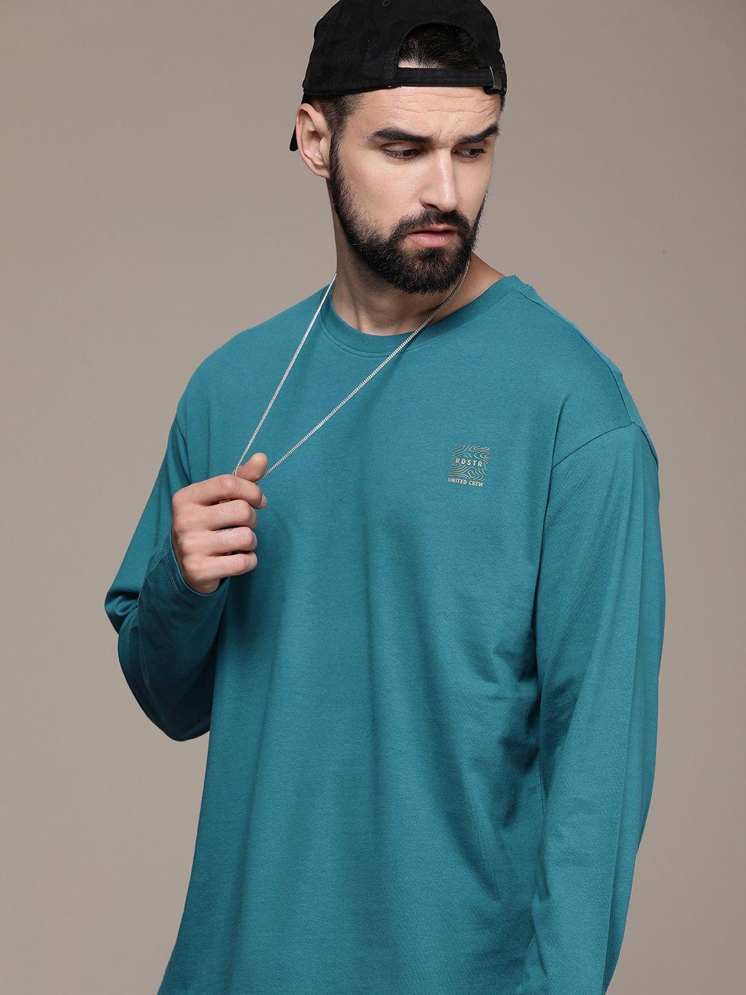 the roadster life co. drop-shoulder sleeves pure cotton t-shirt