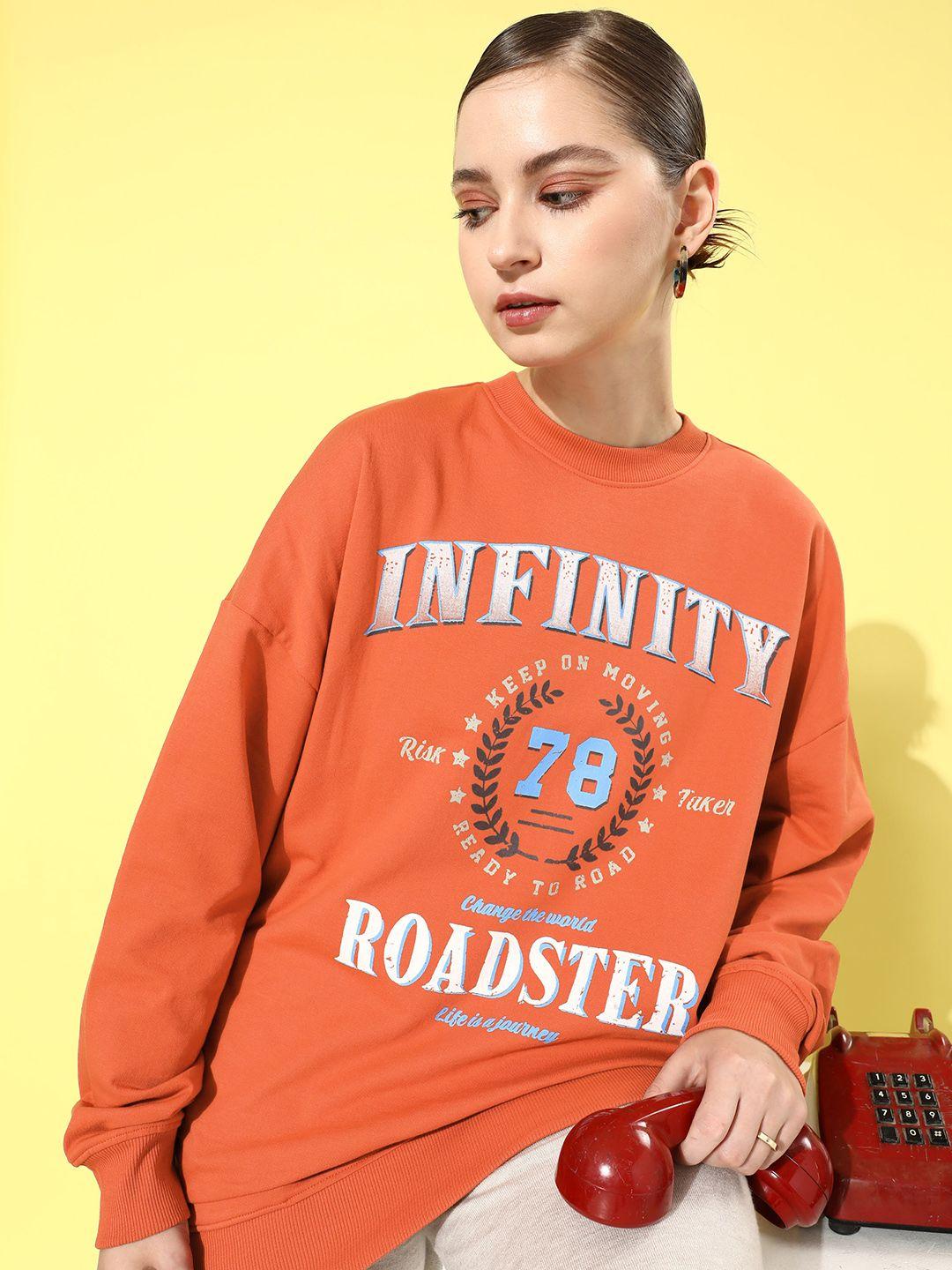 the roadster life co. graphic printed cotton longline sweatshirt