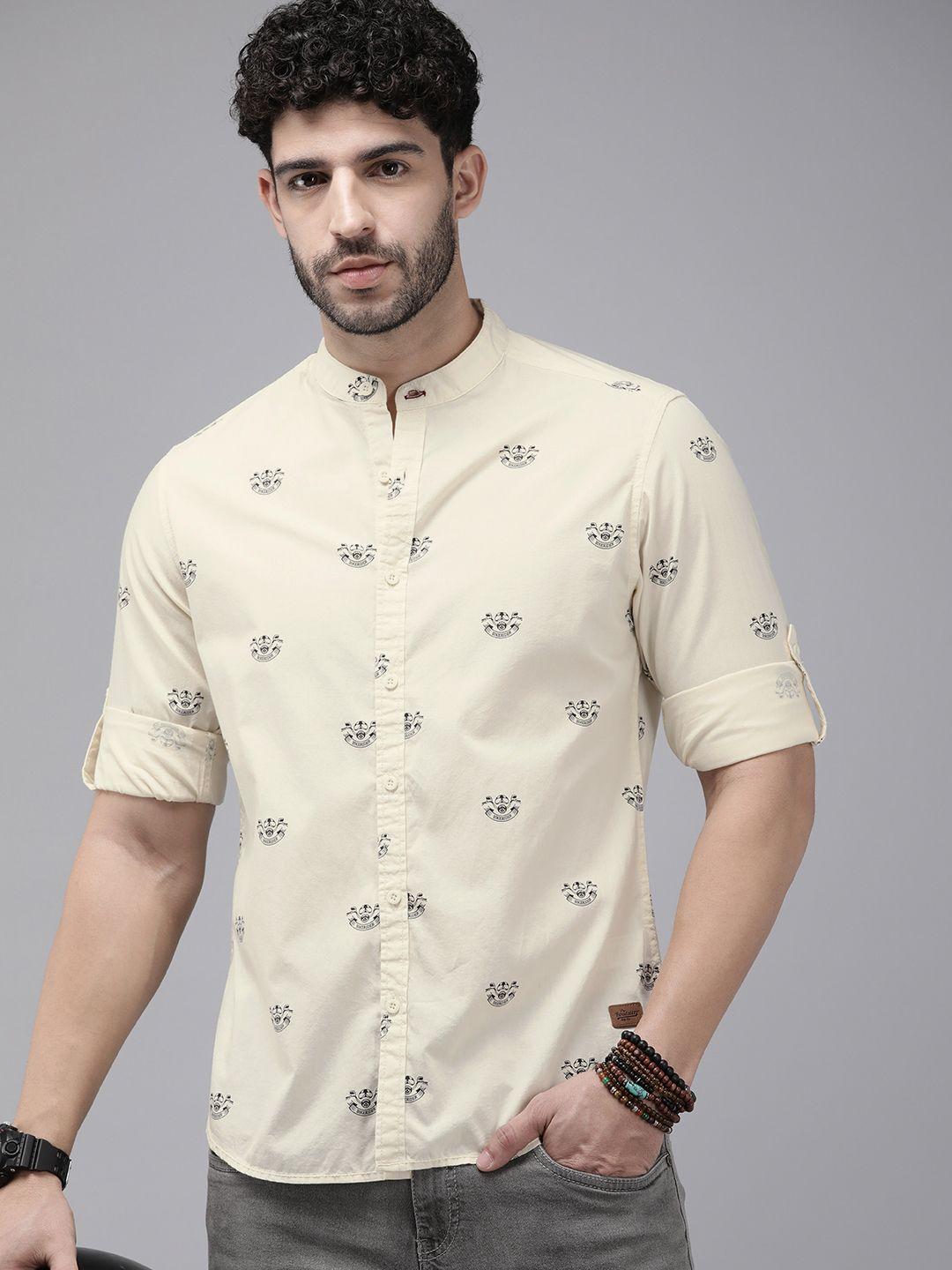 the roadster life co. graphic printed pure cotton casual shirt