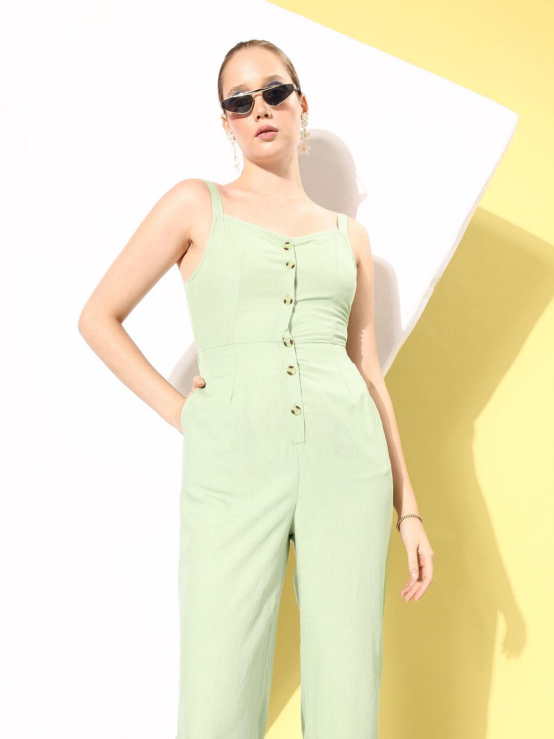 the roadster life co. lush green 90's hollaback laced up backs basic jumpsuit