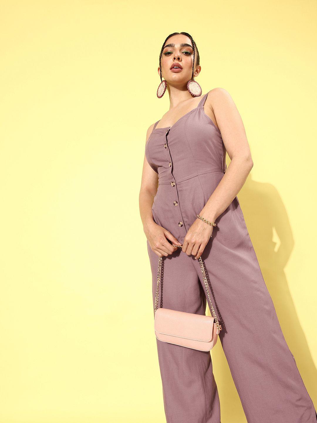 the roadster life co. magical mauve 90's hollaback laced up backs basic jumpsuit
