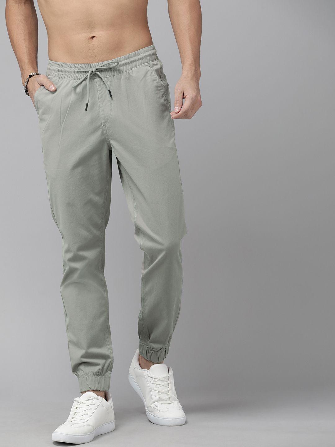 the roadster life co. men mid-rise joggers trousers with drawstring closure