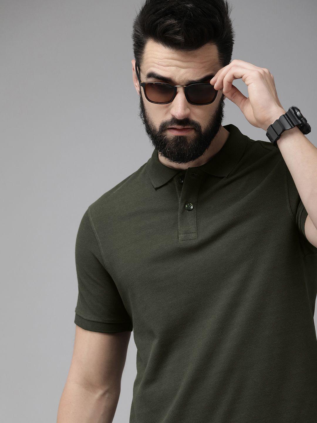 the roadster life co. men pure cotton polo collar t-shirt