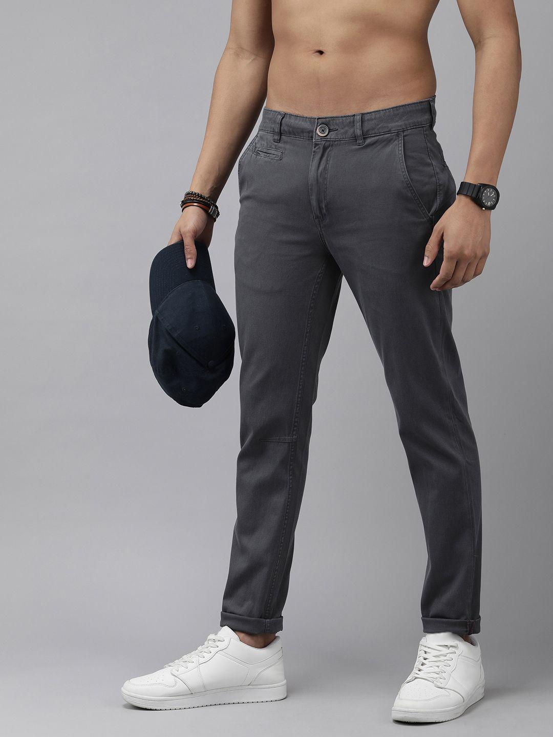 the roadster life co. men slim fit trousers