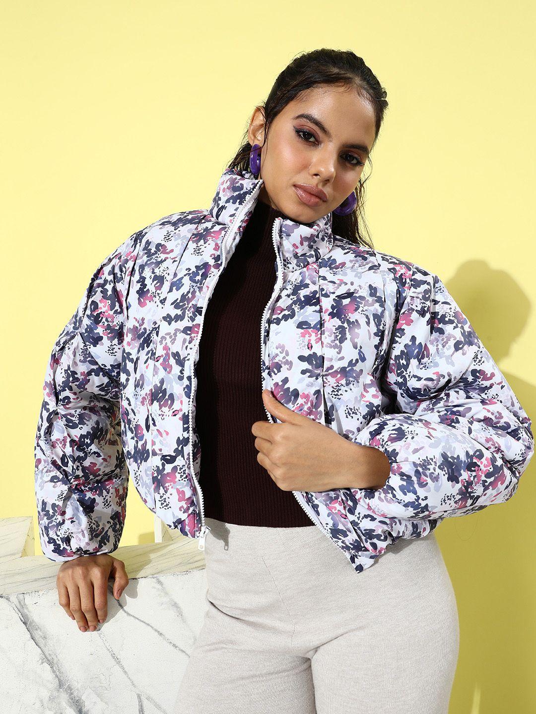 the roadster life co. printed mock collar puffer jacket