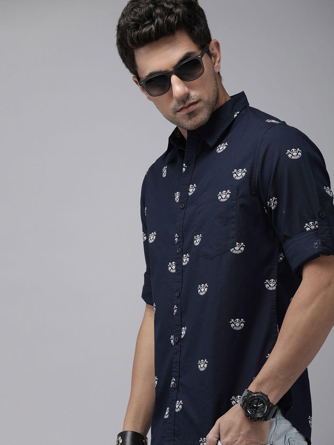 the roadster life co. pure cotton printed casual shirt