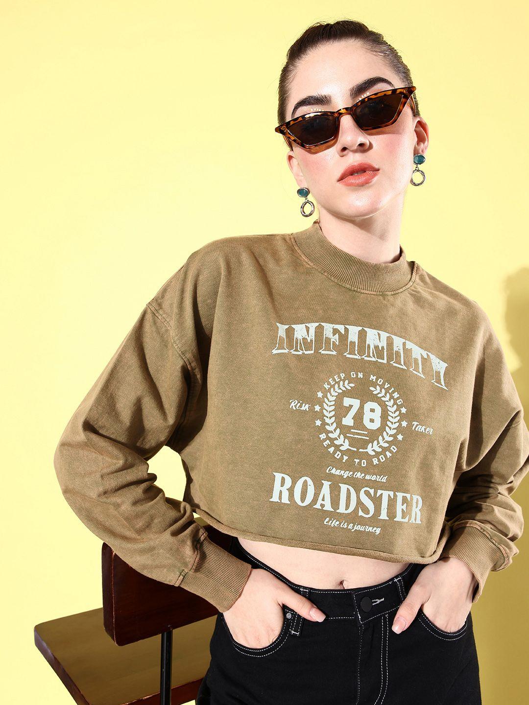 the roadster life co. pure cotton printed crop sweatshirt