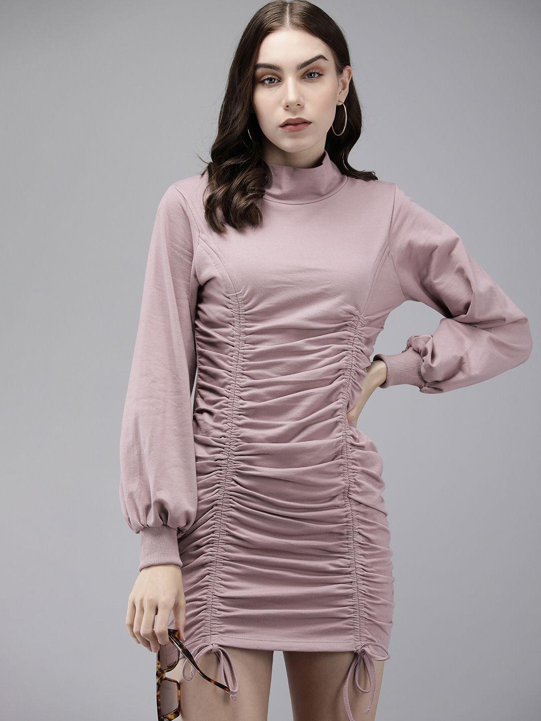 the roadster life co. solid ruched detailing bodycon dress