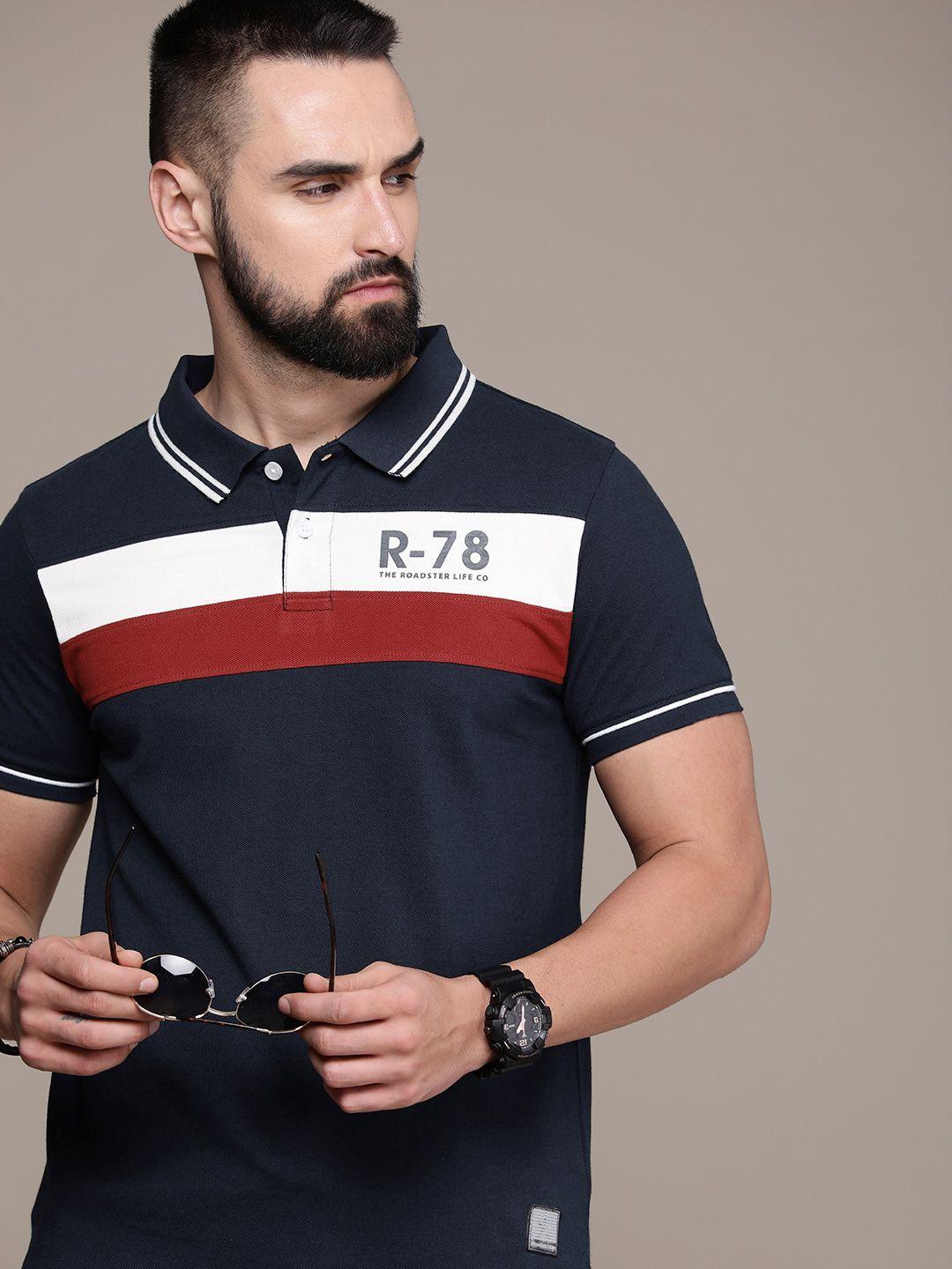 the roadster life co. striped polo collar pure cotton t-shirt