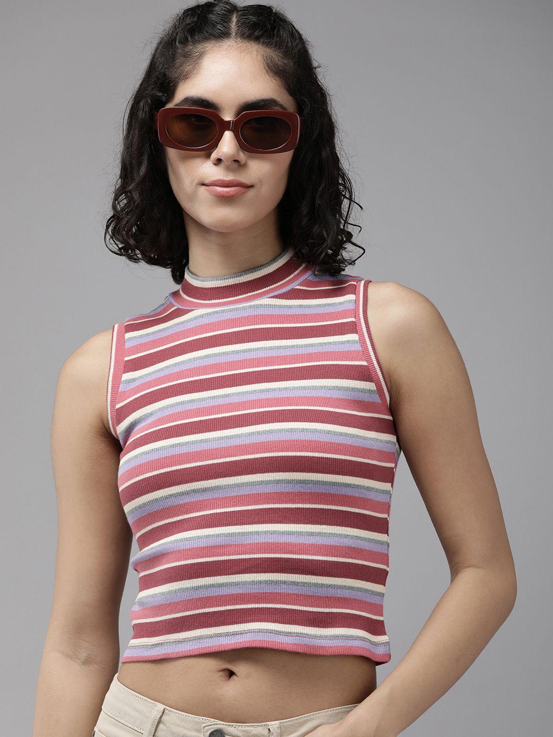 the roadster life co. striped ribbed crop top