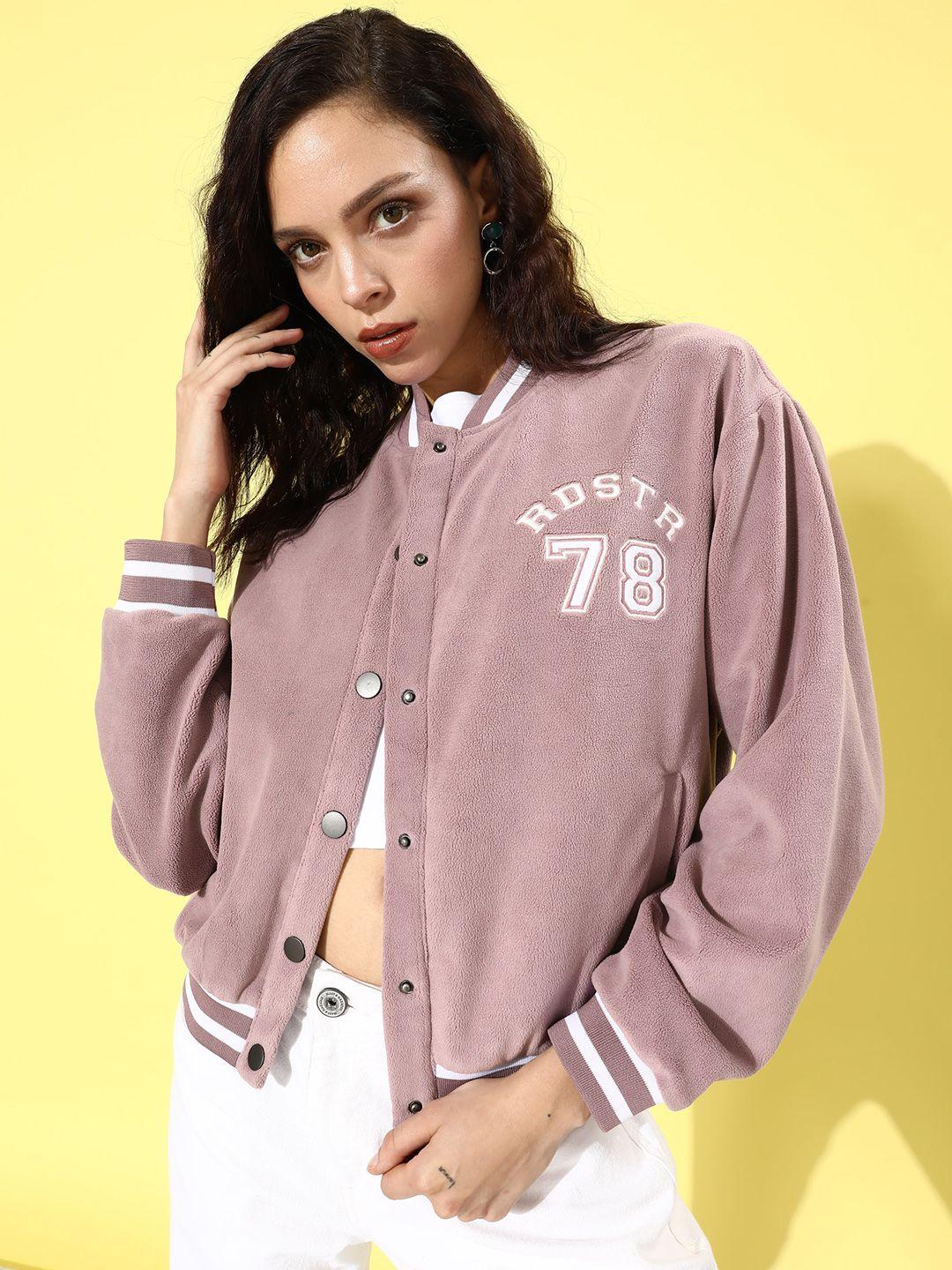 the roadster life co. typography embroidered varsity jacket
