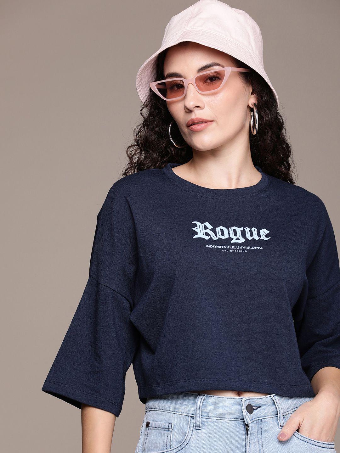 the roadster life co. typography printed drop-shoulder sleeves t-shirt