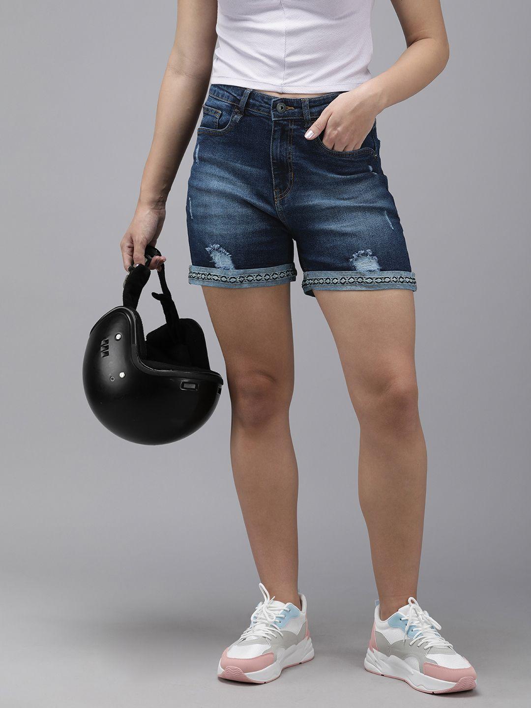 the roadster life co. women high-rise distressed denim shorts