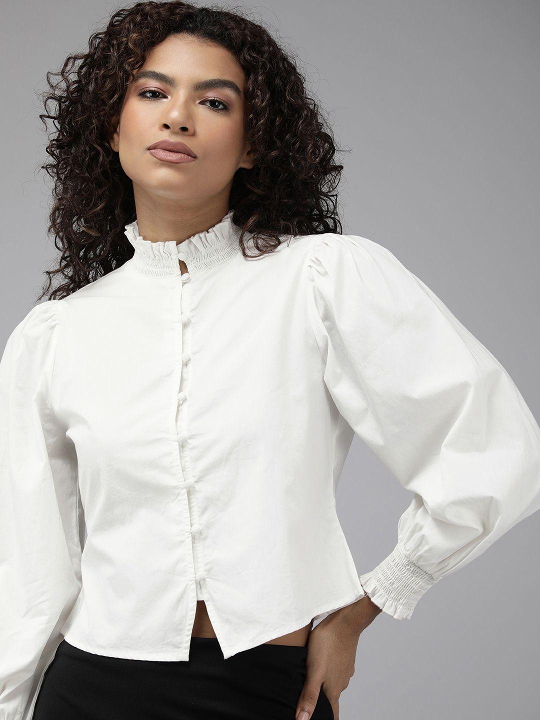 the roadster life co. women pure cotton casual crop shirt