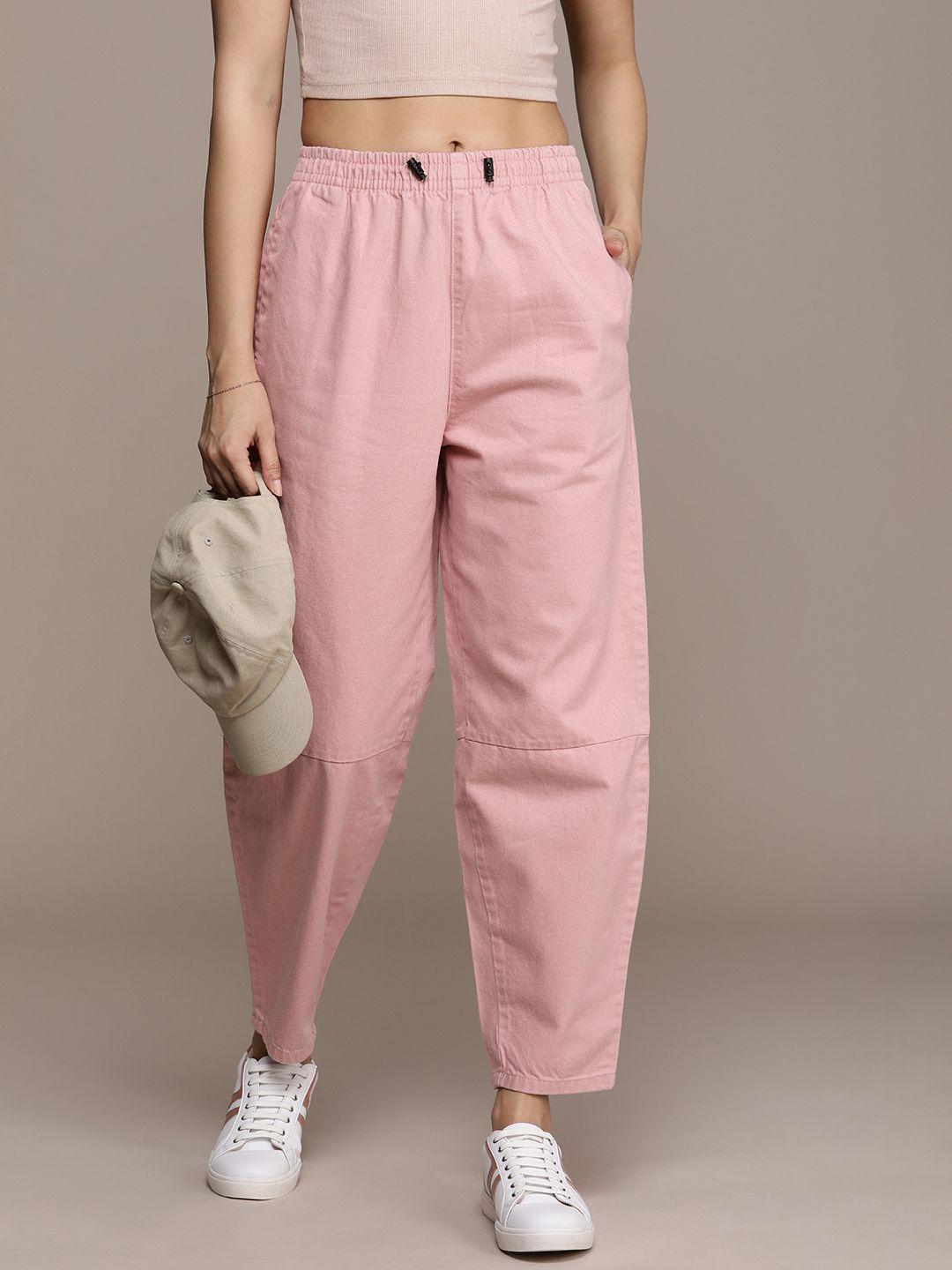 the roadster life co. women pure cotton solid trouser