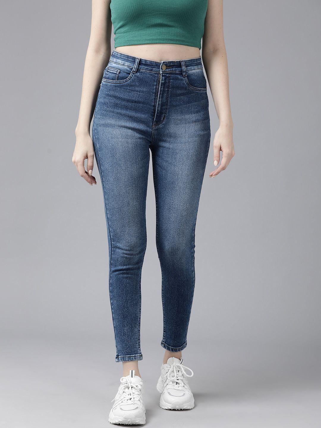 the roadster life co. women skinny fit high-rise light fade stretchable jeans