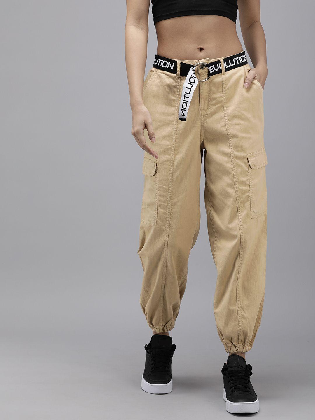 the roadster life co. women solid cargo style joggers