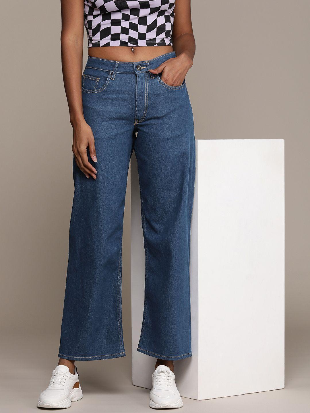 the roadster life co. women wide leg high-rise stretchable jeans