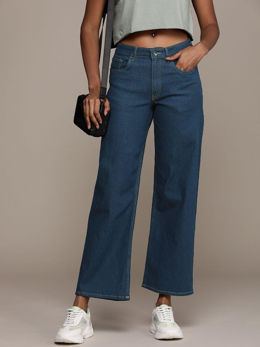 the roadster life co. women wide leg high-rise stretchable jeans