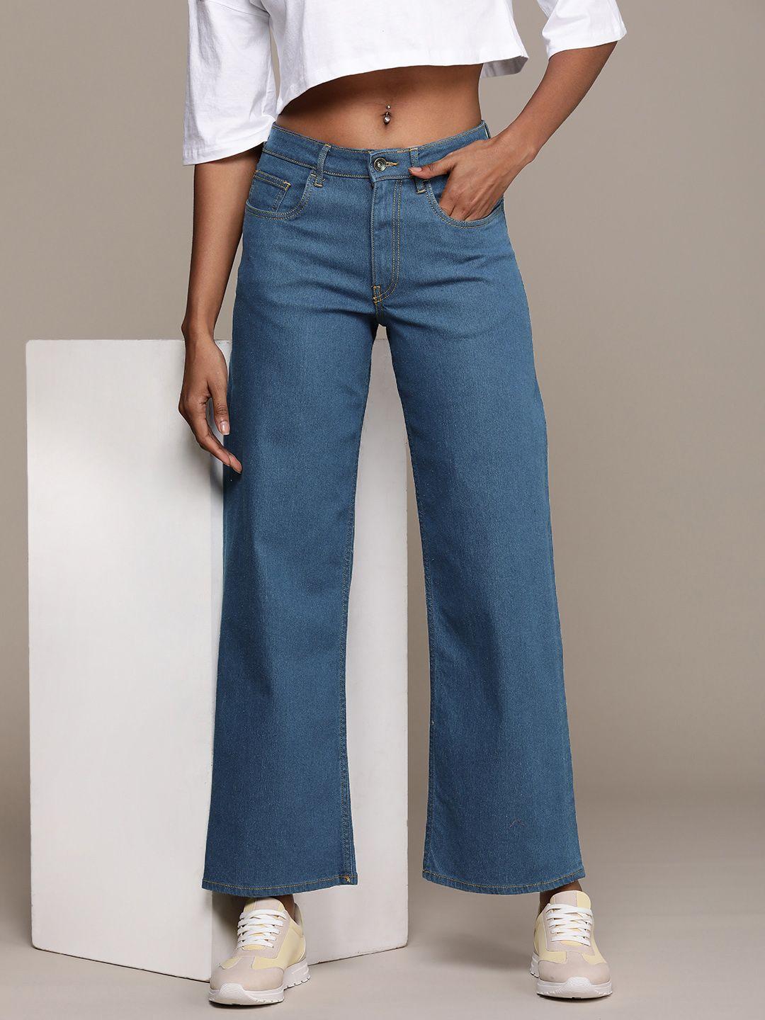 the roadster life co. women wide leg high-rise stretchable jeans