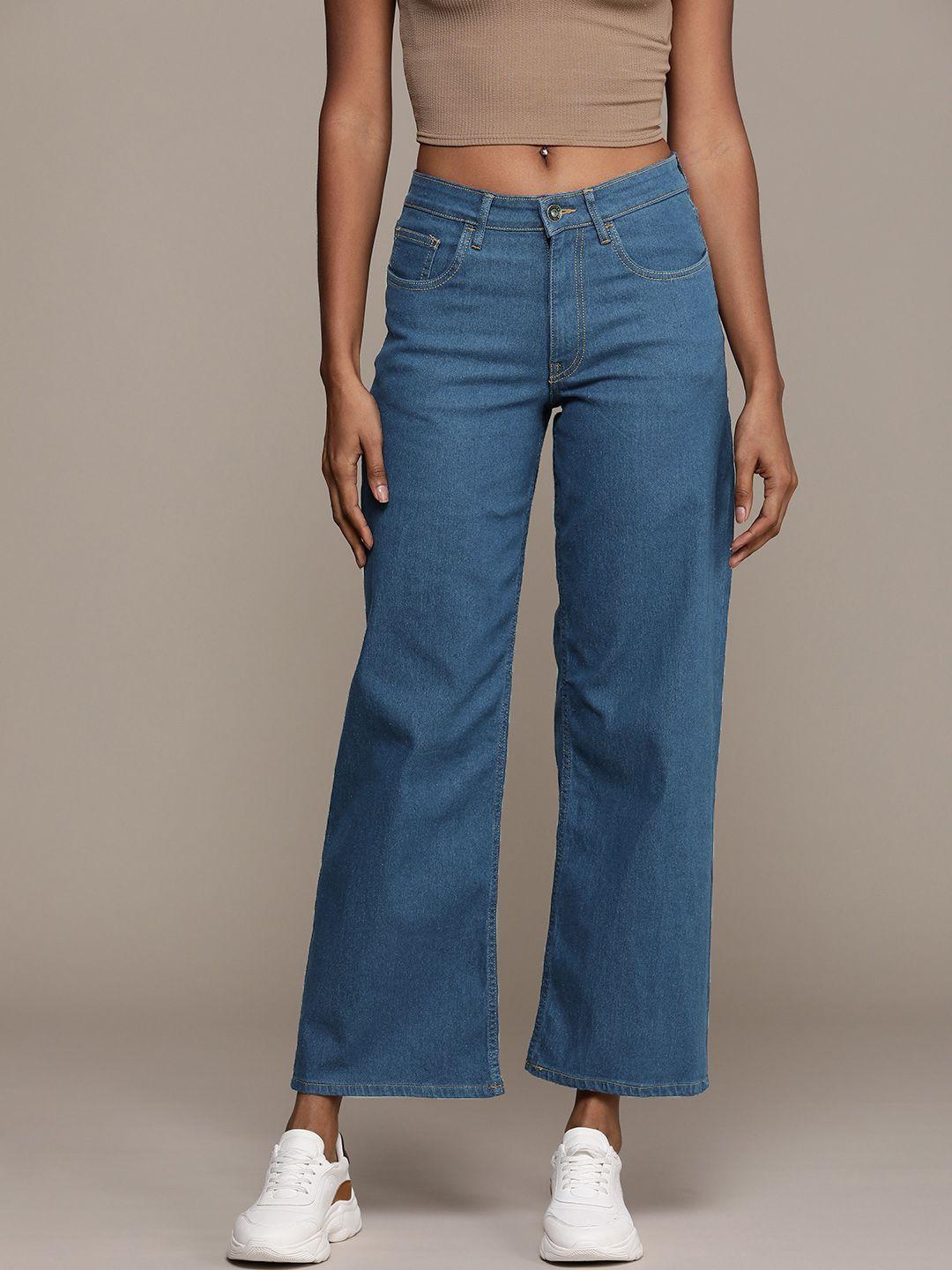 the roadster life co. women wide leg high-rise stretchable jeans