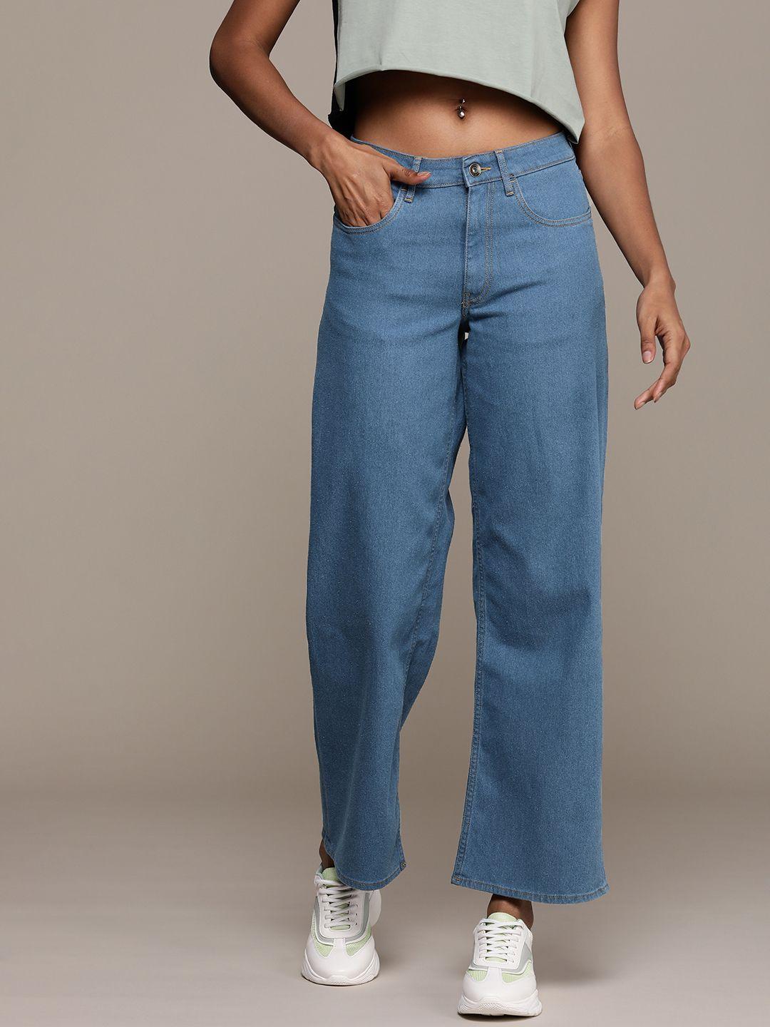 the roadster life co. women wide leg high-rise stretchable jeans