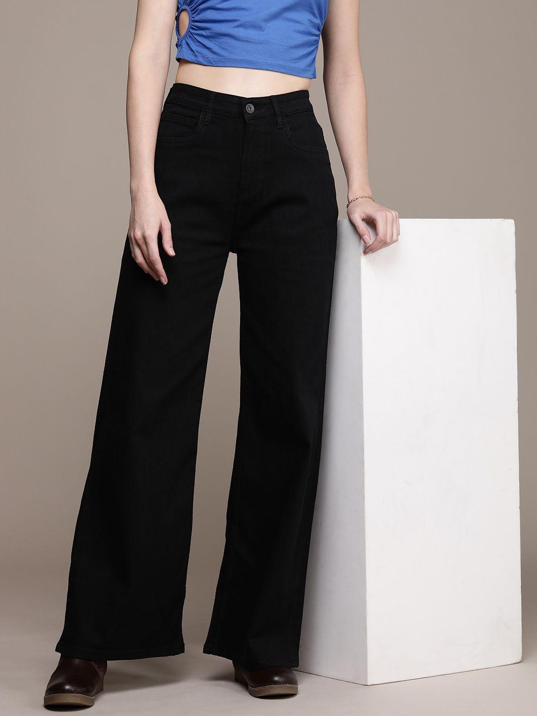 the roadster life co. women wide leg high-rise stretchable jeans