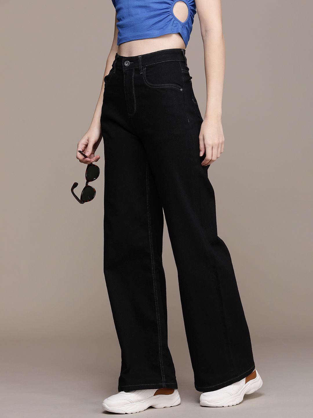 the roadster life co. women wide leg high-rise stretchable jeans