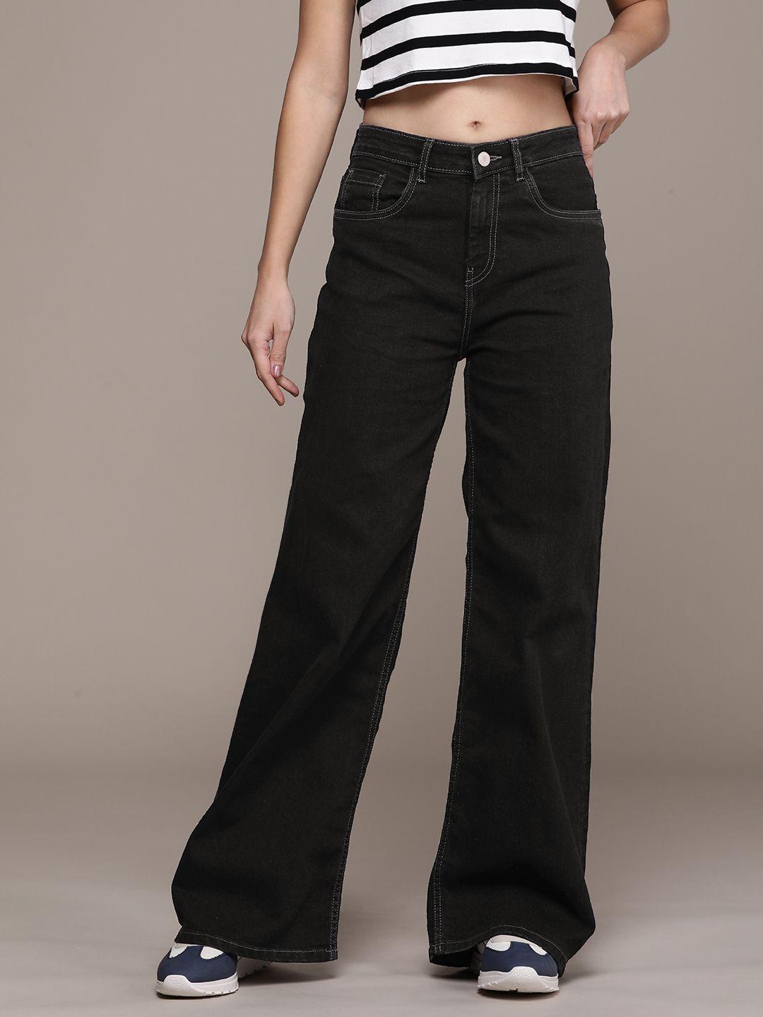 the roadster life co. women wide leg high-rise stretchable jeans