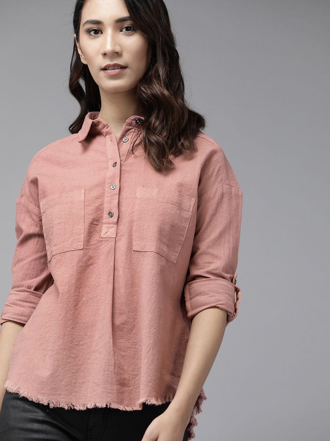 the roadster lifestyle co mauve pure cotton shirt style top