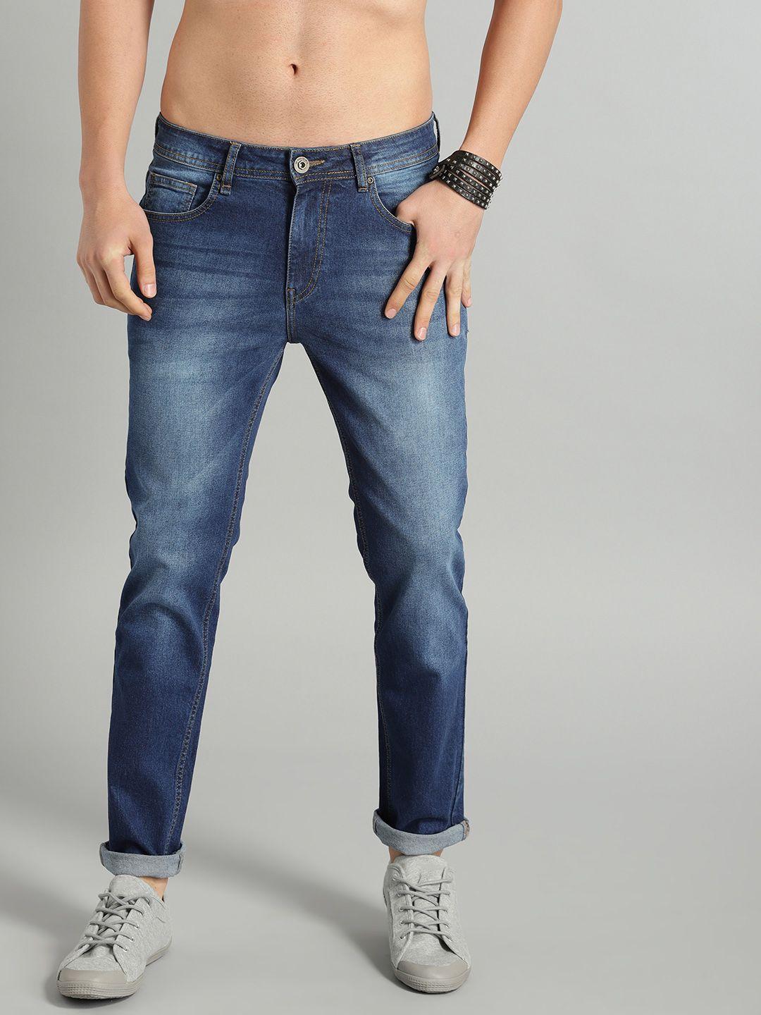 the roadster lifestyle co men blue skinny fit mid-rise clean look stretchable jeans