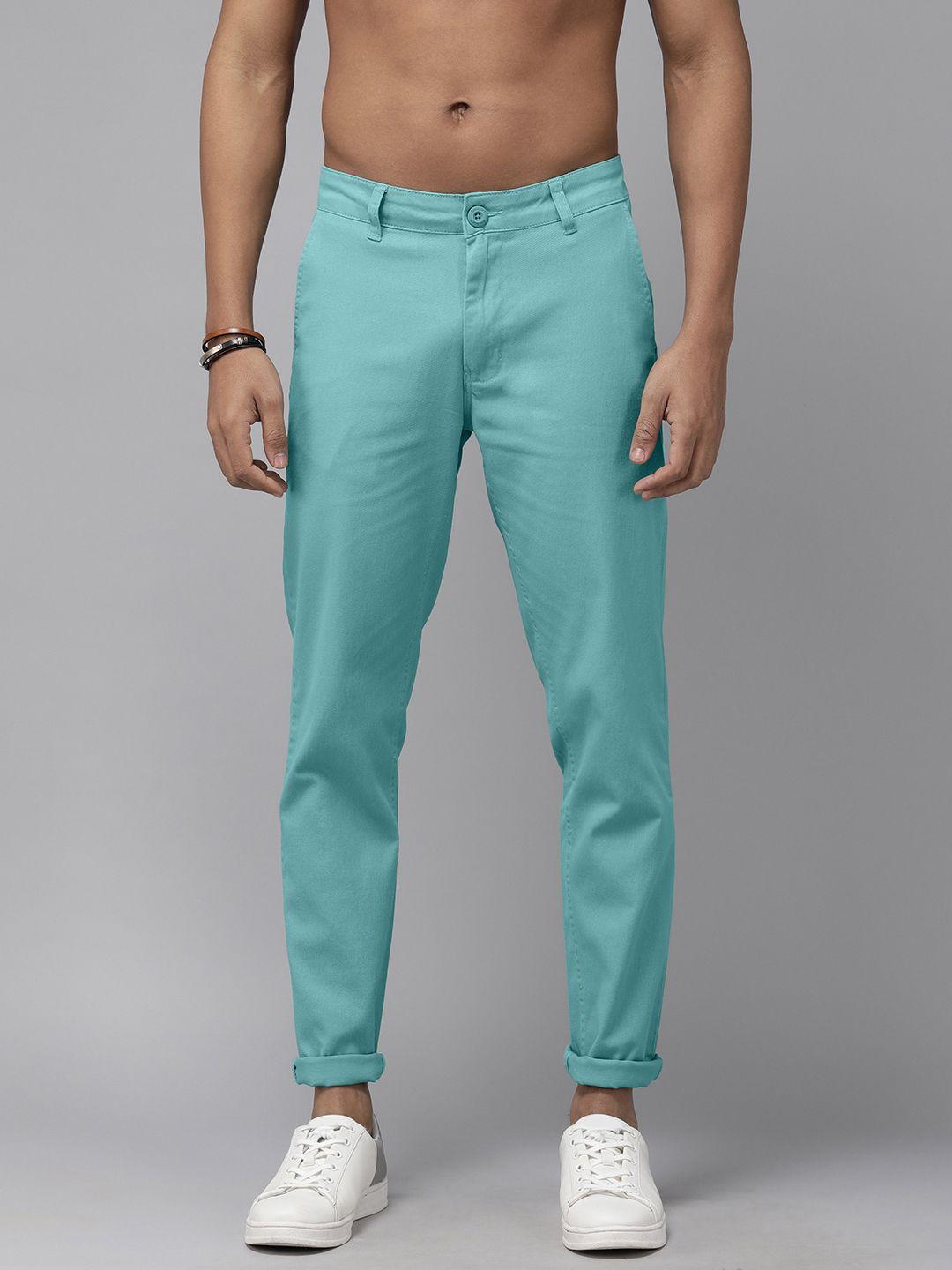 the roadster lifestyle co men blue slim fit chinos